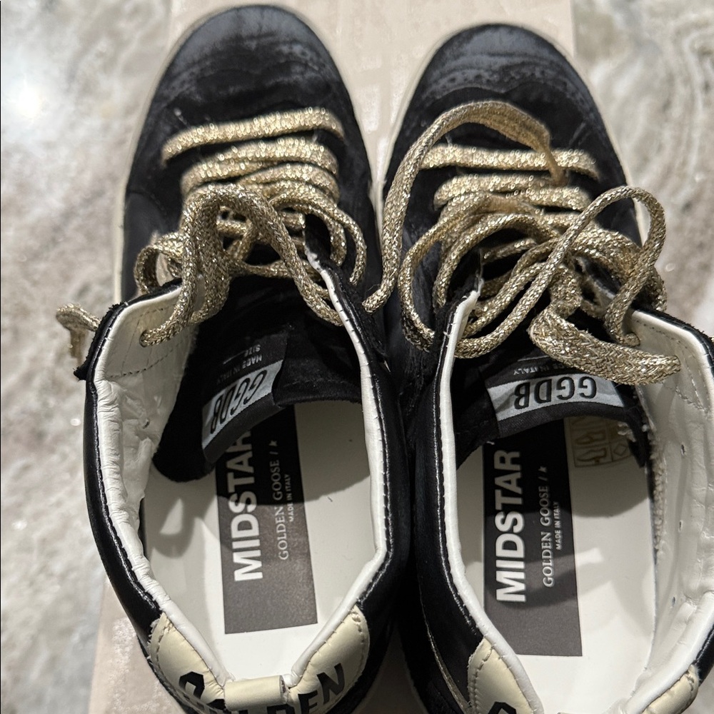 Golden Goose Midstar Sneakers with Glittery Gold Laces